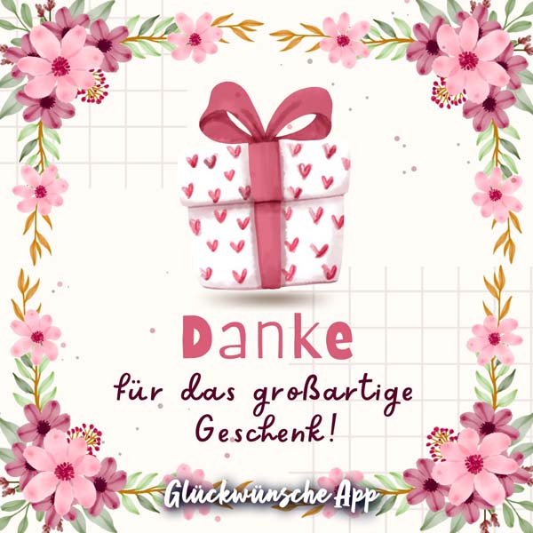 Illustriertes Geschenk mit Text "Danke für das großartige Geschenk!"