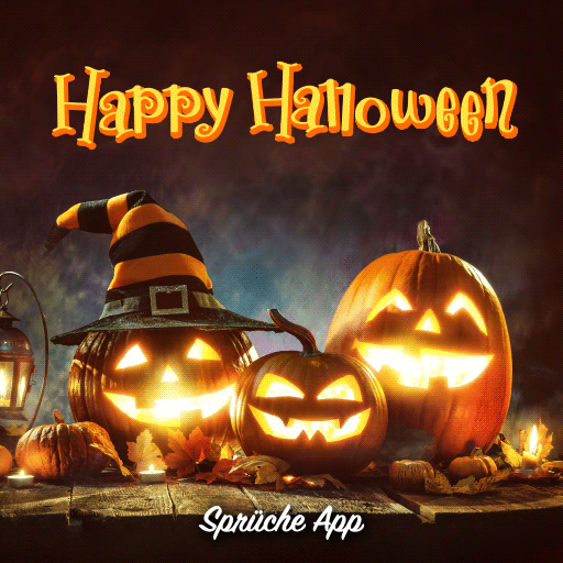 Leuchtende Kürbis mit Halloween Spruch "Happy Halloween"