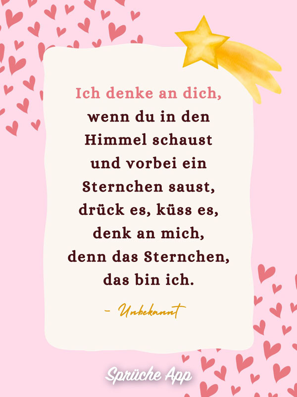 Rose Hintergrund mit Liebesgedicht "Ich denk an Dich"