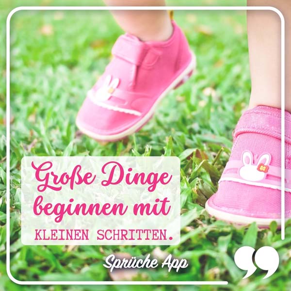 Kinderschuhe mit Motivationssrpuch "Große Dinge beginnen mit kleinen Schritten."