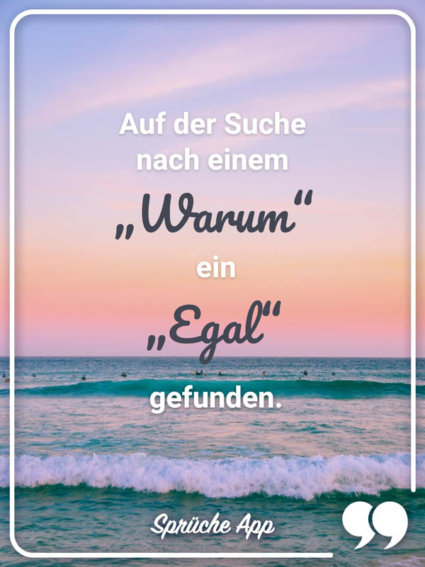 Auf der Suche nach einem „Warum“ ein „Egal“ gefunden.