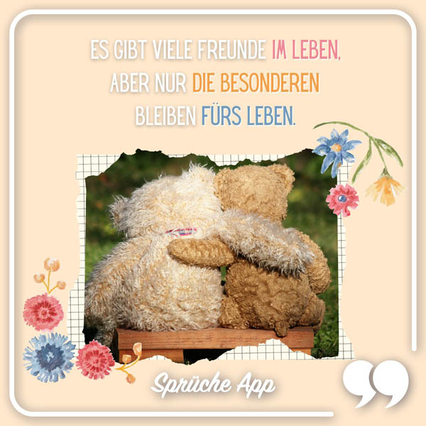 Zwei Teddybären, die sich umarmen mit Freundschaft Spruch: „Manche Menschen reden mit mir, wenn sie Zeit haben. Du nimmst dir Zeit, um mit mir zu reden."