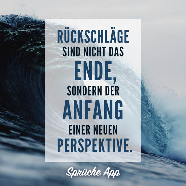 Große Welle im Meer mit Erfolg Spruch: „Rückschläge sind nicht das Ende, sondern der Anfang einer neuen Perspektive."